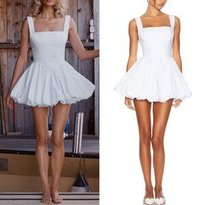 EUC Helsa Poplin Bubble Cotton Mini Dress Small White Balletcore Party Cocktail